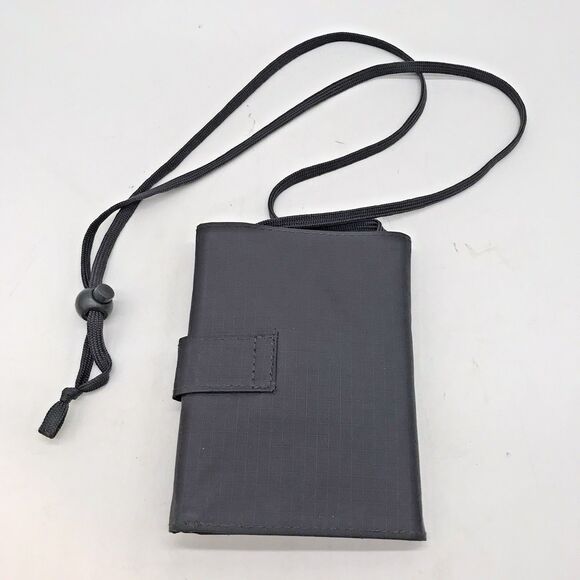 Samsonite Passport Holder Money Credit Card ID Wallet Gray Ripstop with Lanyard - Picture 4 of 9